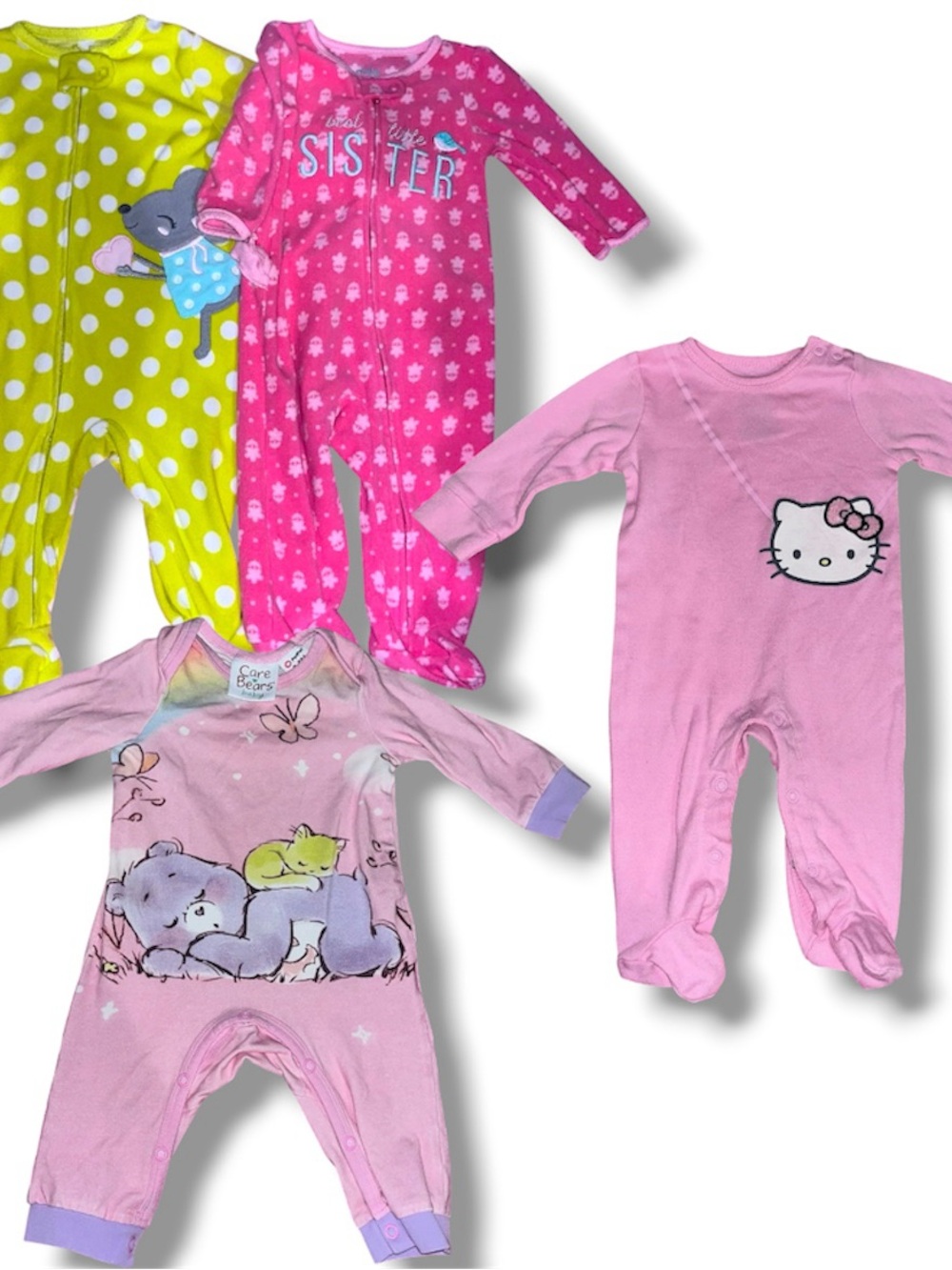 Bundle of 4 Baby Girl Pajamas & Sleepers (Size 3-6M / 6M)